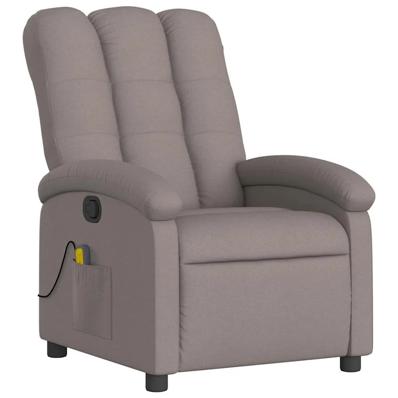 Fauteuil de relaxation TV fonction massage inclinable 6 points de massage en tissu taupe DEC027110