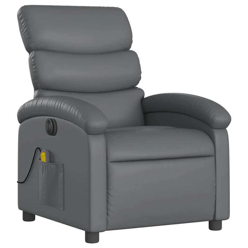 Fauteuil de relaxation TV fonction massage inclinable électrique 6 points de massage en PVC gris DEC027181