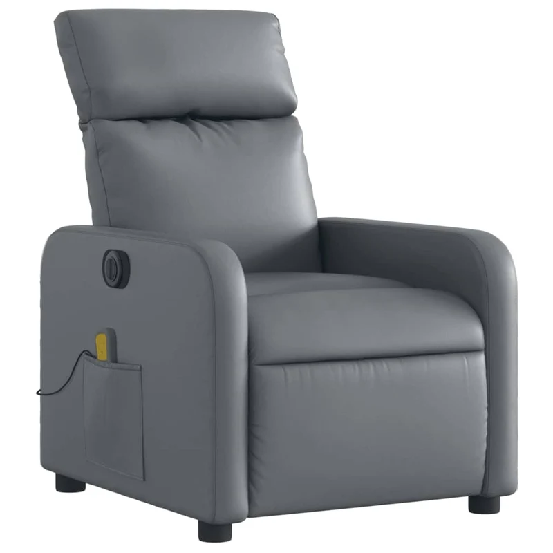 Fauteuil de relaxation TV fonction massage inclinable électrique 6 points de massage en PVC gris DEC027174