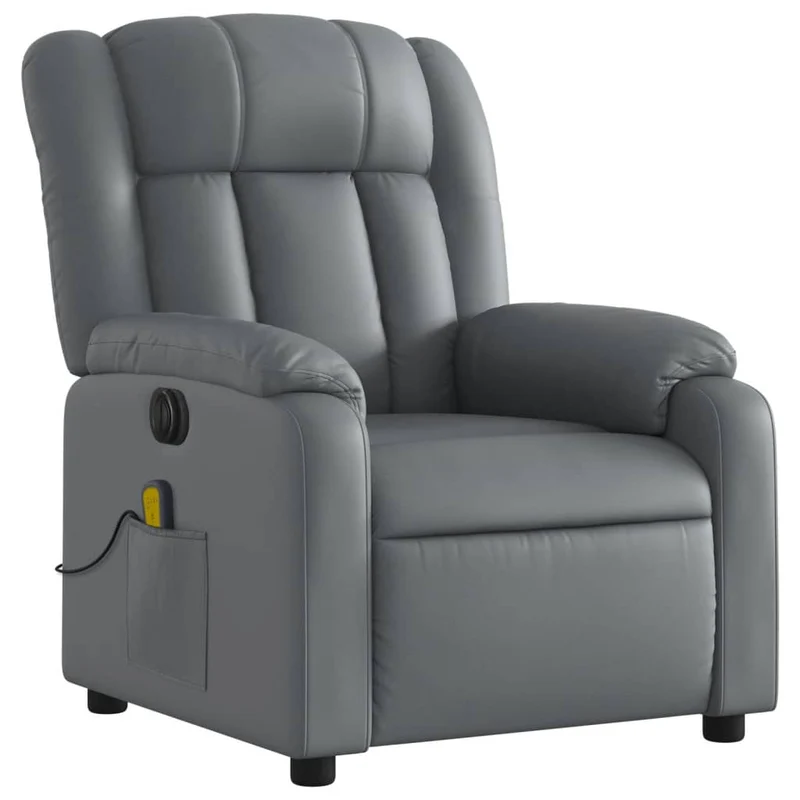 Fauteuil de relaxation TV fonction massage inclinable électrique 6 points de massage en PVC gris DEC027172