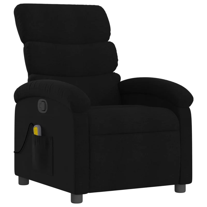 Fauteuil de relaxation TV fonction massage inclinable 6 points de massage en tissu noir DEC027066