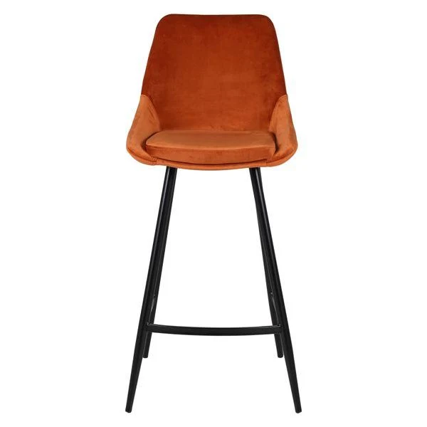 Chaise snack en velours cognac